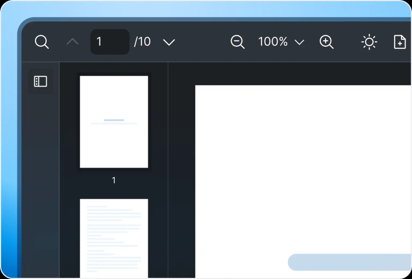 An image where React.js developers can switch to a dark mode to change the appearance of React PDF component